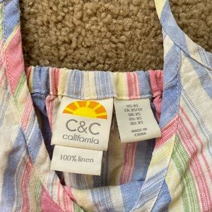 C&C California 100% Linen Pastel Stripe Maxi Dress